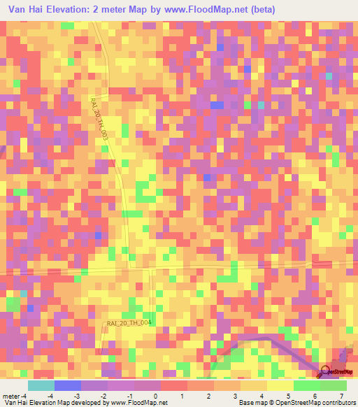 Van Hai,Vietnam Elevation Map