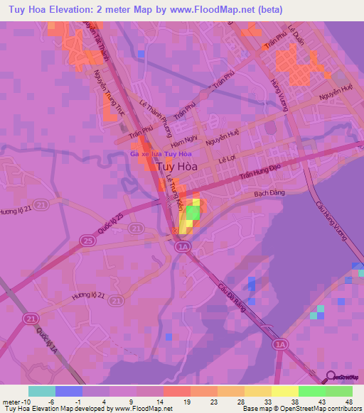 Tuy Hoa,Vietnam Elevation Map