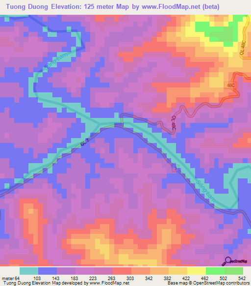 Tuong Duong,Vietnam Elevation Map
