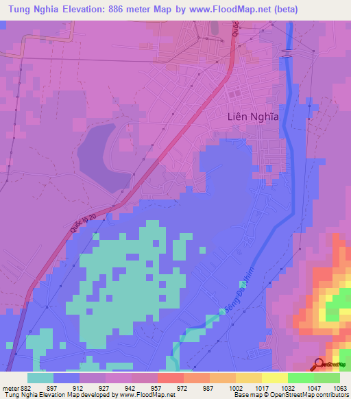 Tung Nghia,Vietnam Elevation Map