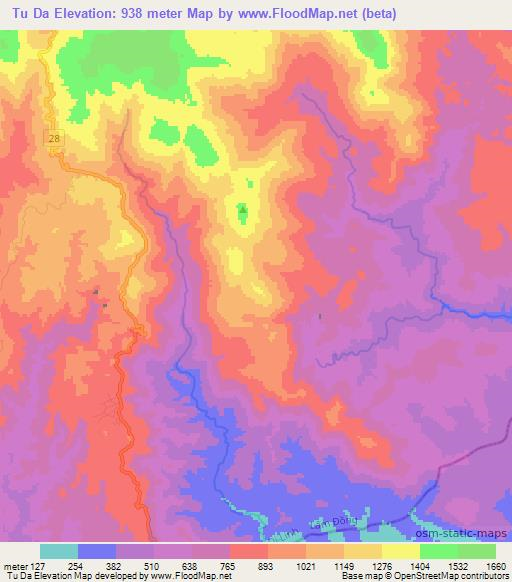Tu Da,Vietnam Elevation Map
