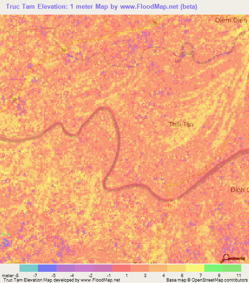 Truc Tam,Vietnam Elevation Map