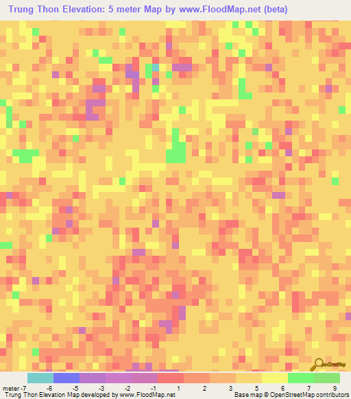 Trung Thon,Vietnam Elevation Map