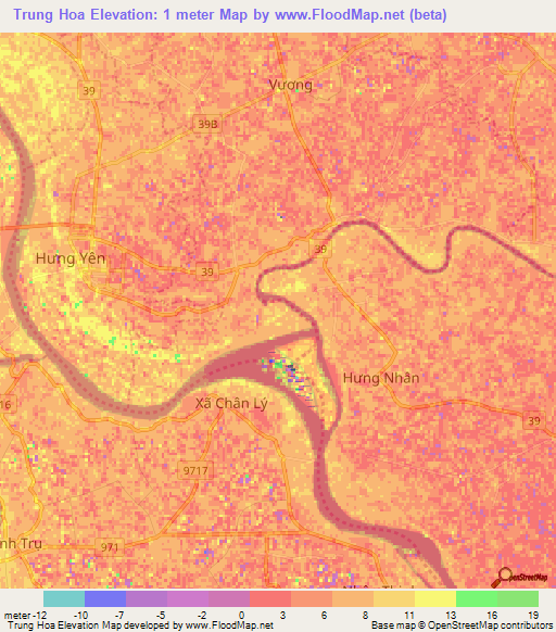 Trung Hoa,Vietnam Elevation Map