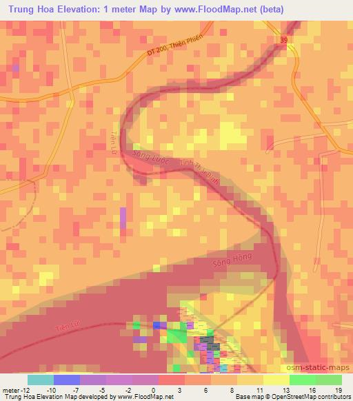 Trung Hoa,Vietnam Elevation Map