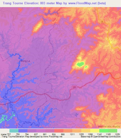 Trang Tourne,Vietnam Elevation Map