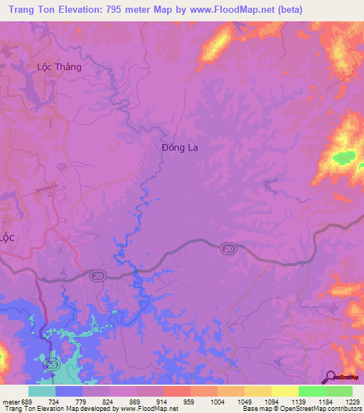 Trang Ton,Vietnam Elevation Map