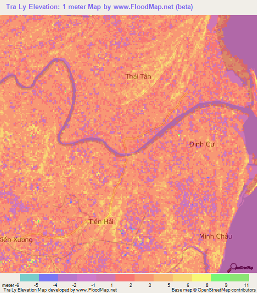 Tra Ly,Vietnam Elevation Map