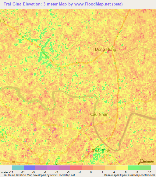 Trai Giua,Vietnam Elevation Map