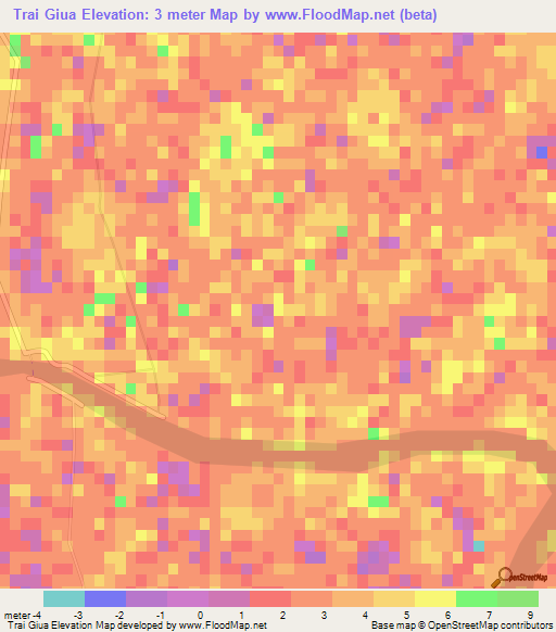 Trai Giua,Vietnam Elevation Map