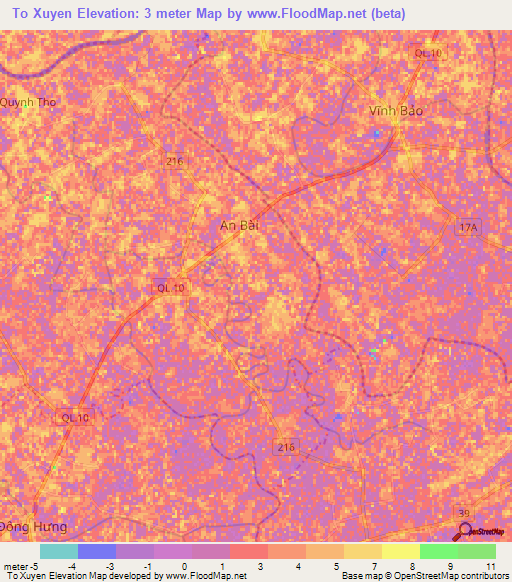 To Xuyen,Vietnam Elevation Map