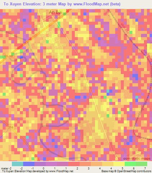 To Xuyen,Vietnam Elevation Map