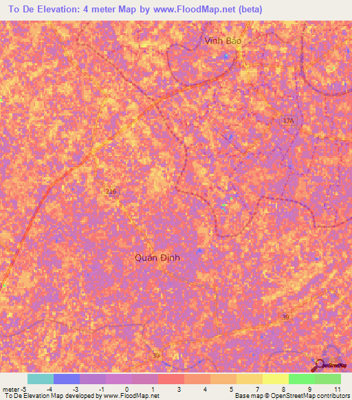 To De,Vietnam Elevation Map