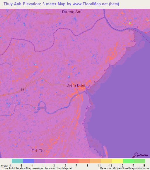 Thuy Anh,Vietnam Elevation Map