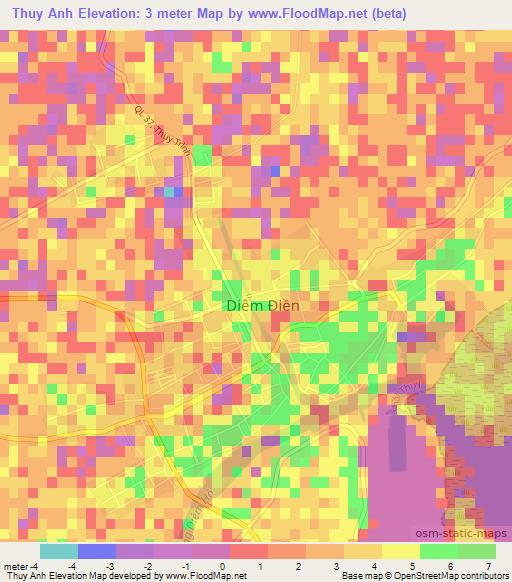Thuy Anh,Vietnam Elevation Map