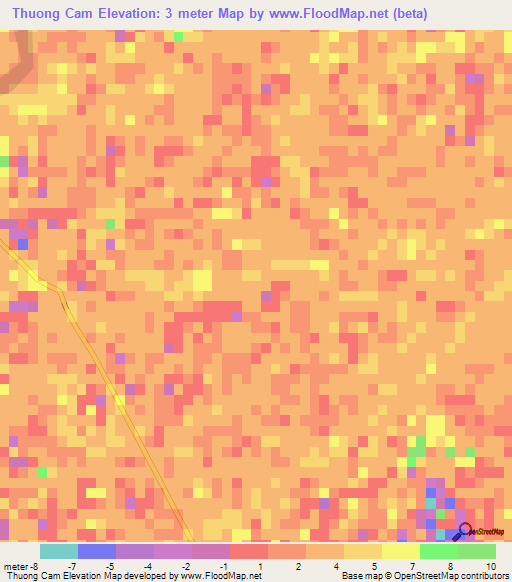 Thuong Cam,Vietnam Elevation Map