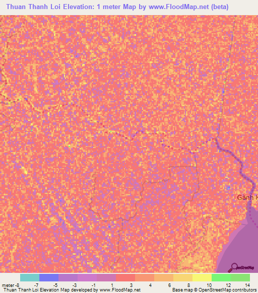 Thuan Thanh Loi,Vietnam Elevation Map