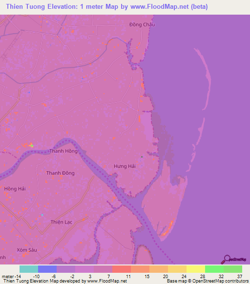 Thien Tuong,Vietnam Elevation Map