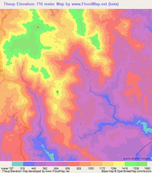 Theup,Vietnam Elevation Map
