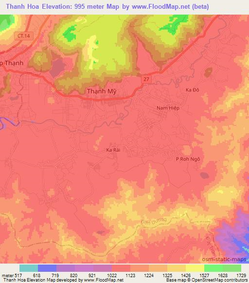 Thanh Hoa,Vietnam Elevation Map
