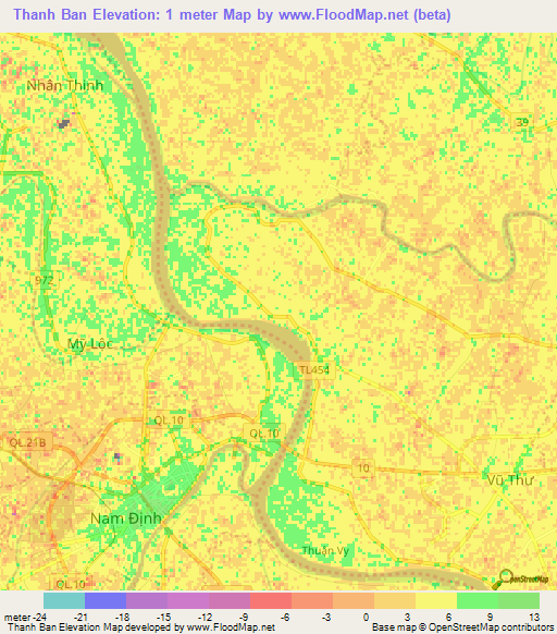 Thanh Ban,Vietnam Elevation Map