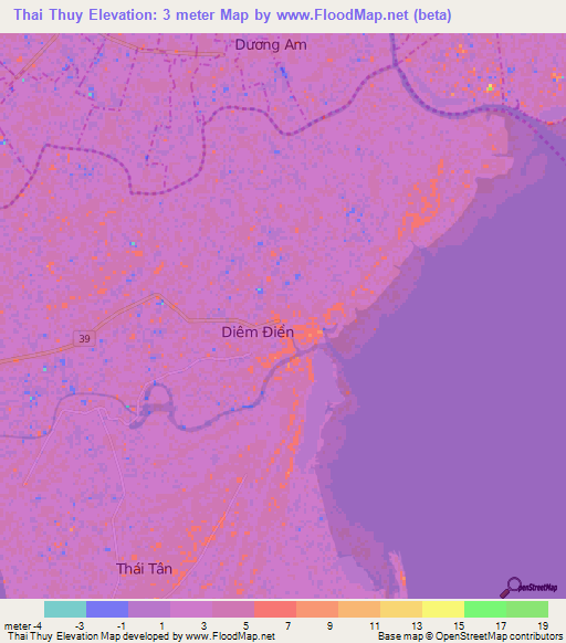 Thai Thuy,Vietnam Elevation Map