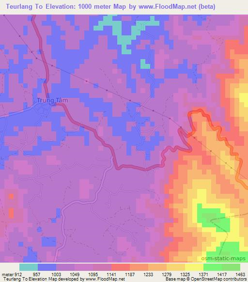 Teurlang To,Vietnam Elevation Map