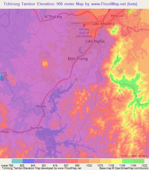 Tchirong Tambor,Vietnam Elevation Map