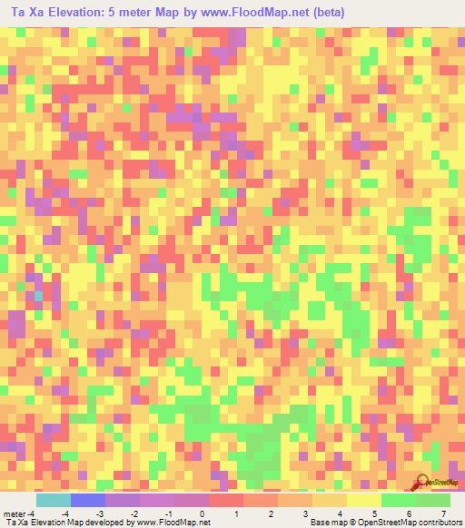 Ta Xa,Vietnam Elevation Map