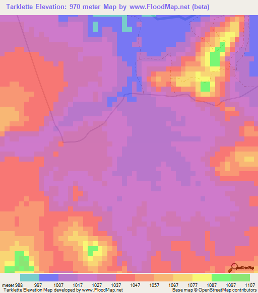 Tarklette,Vietnam Elevation Map