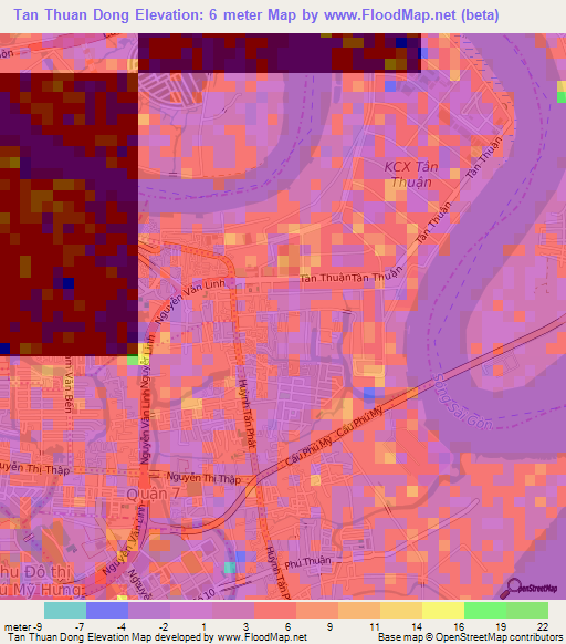 Tan Thuan Dong,Vietnam Elevation Map