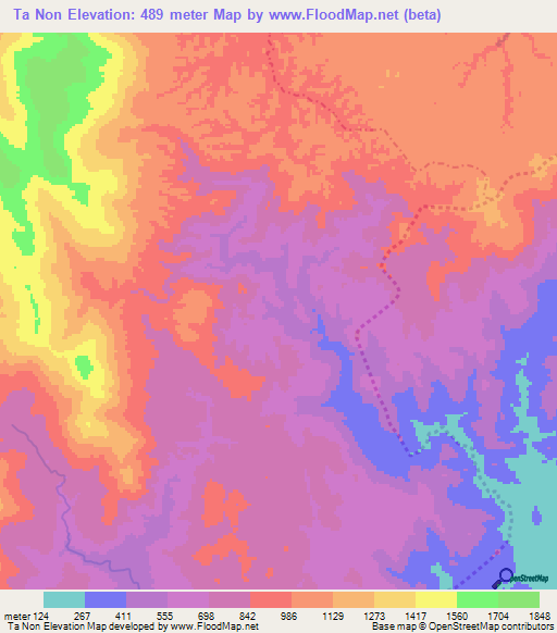 Ta Non,Vietnam Elevation Map
