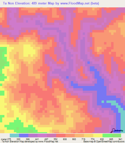 Ta Non,Vietnam Elevation Map