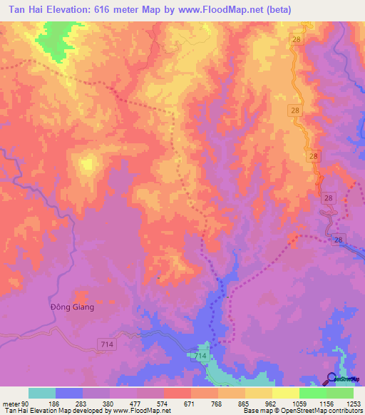Tan Hai,Vietnam Elevation Map