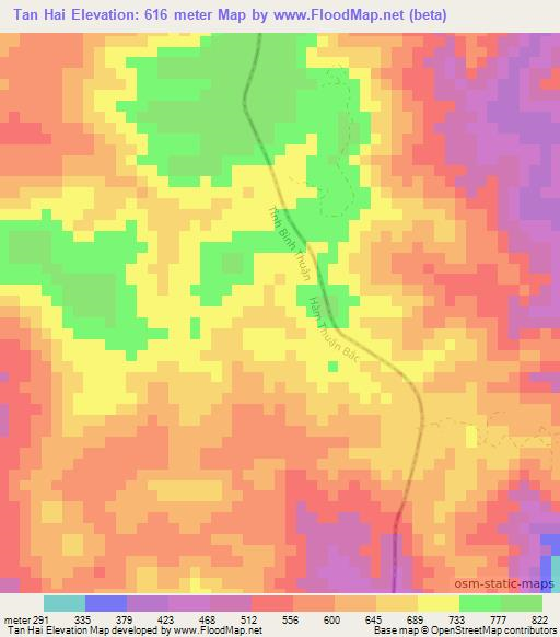 Tan Hai,Vietnam Elevation Map
