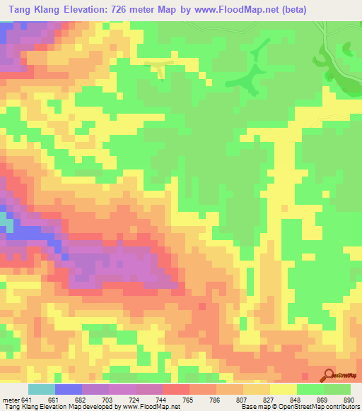 Tang Klang,Vietnam Elevation Map