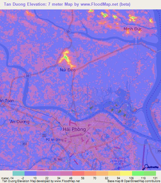 Tan Duong,Vietnam Elevation Map