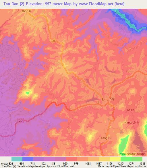 Tan Dan (2),Vietnam Elevation Map