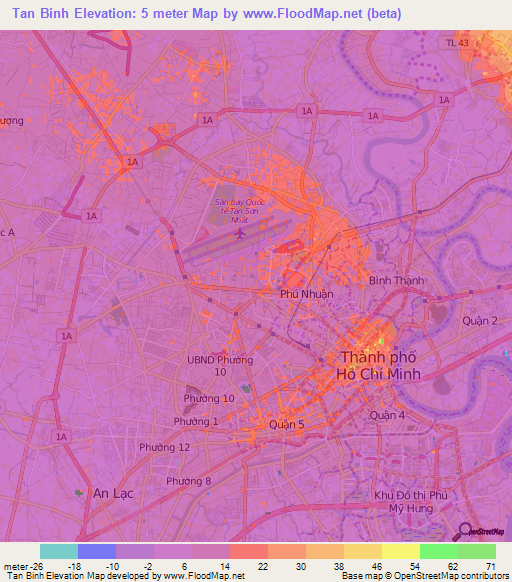 Tan Binh,Vietnam Elevation Map