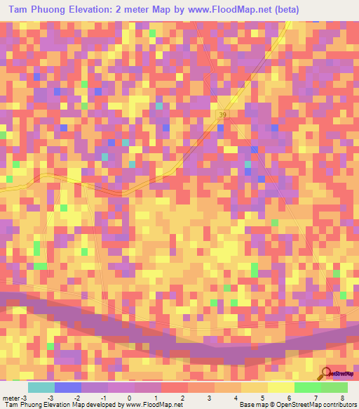 Tam Phuong,Vietnam Elevation Map