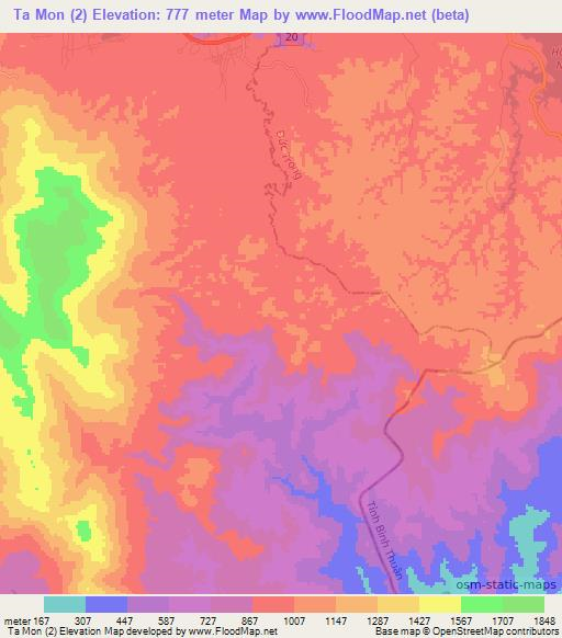 Ta Mon (2),Vietnam Elevation Map
