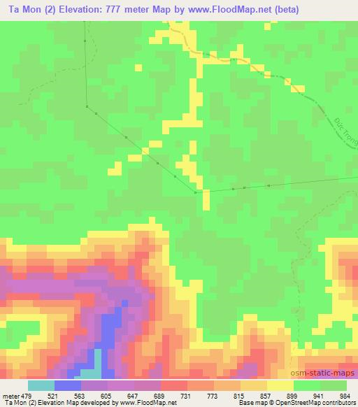 Ta Mon (2),Vietnam Elevation Map