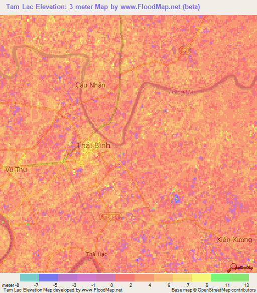 Tam Lac,Vietnam Elevation Map