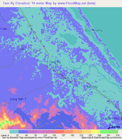 Tam Ky,Vietnam Elevation Map