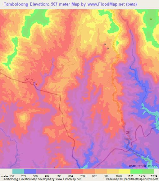 Tamboloong,Vietnam Elevation Map