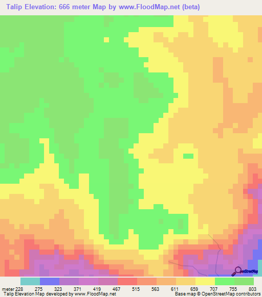 Talip,Vietnam Elevation Map