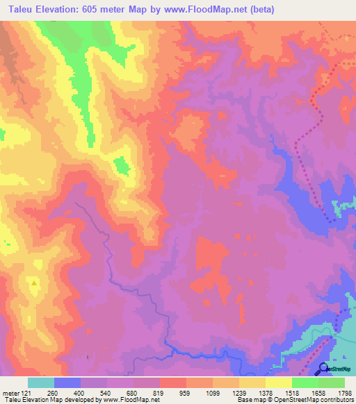 Taleu,Vietnam Elevation Map