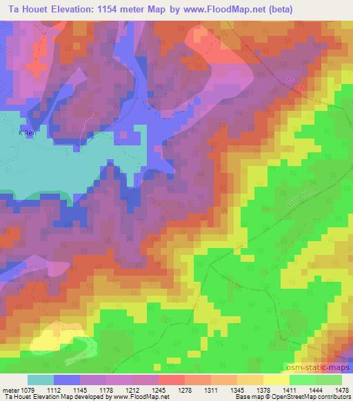 Ta Houet,Vietnam Elevation Map