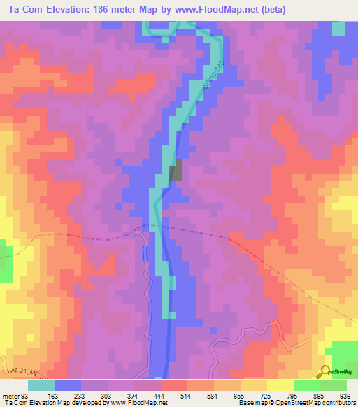 Ta Com,Vietnam Elevation Map