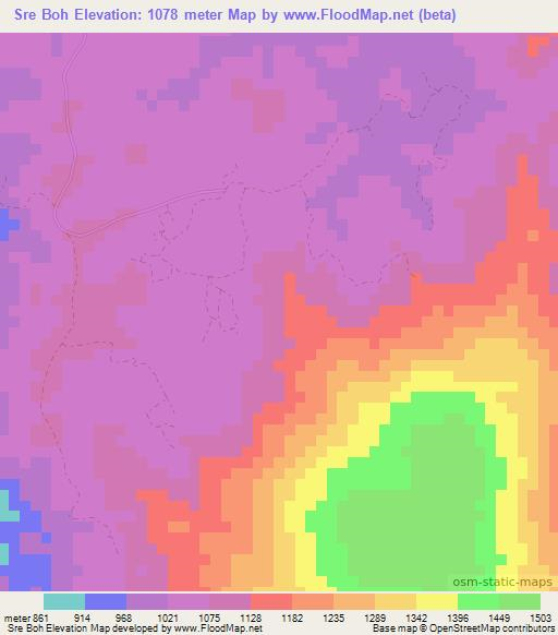 Sre Boh,Vietnam Elevation Map